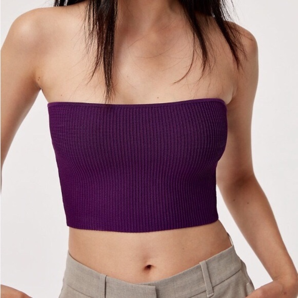 Aritzia Babaton Purple Ribbed Tube Top